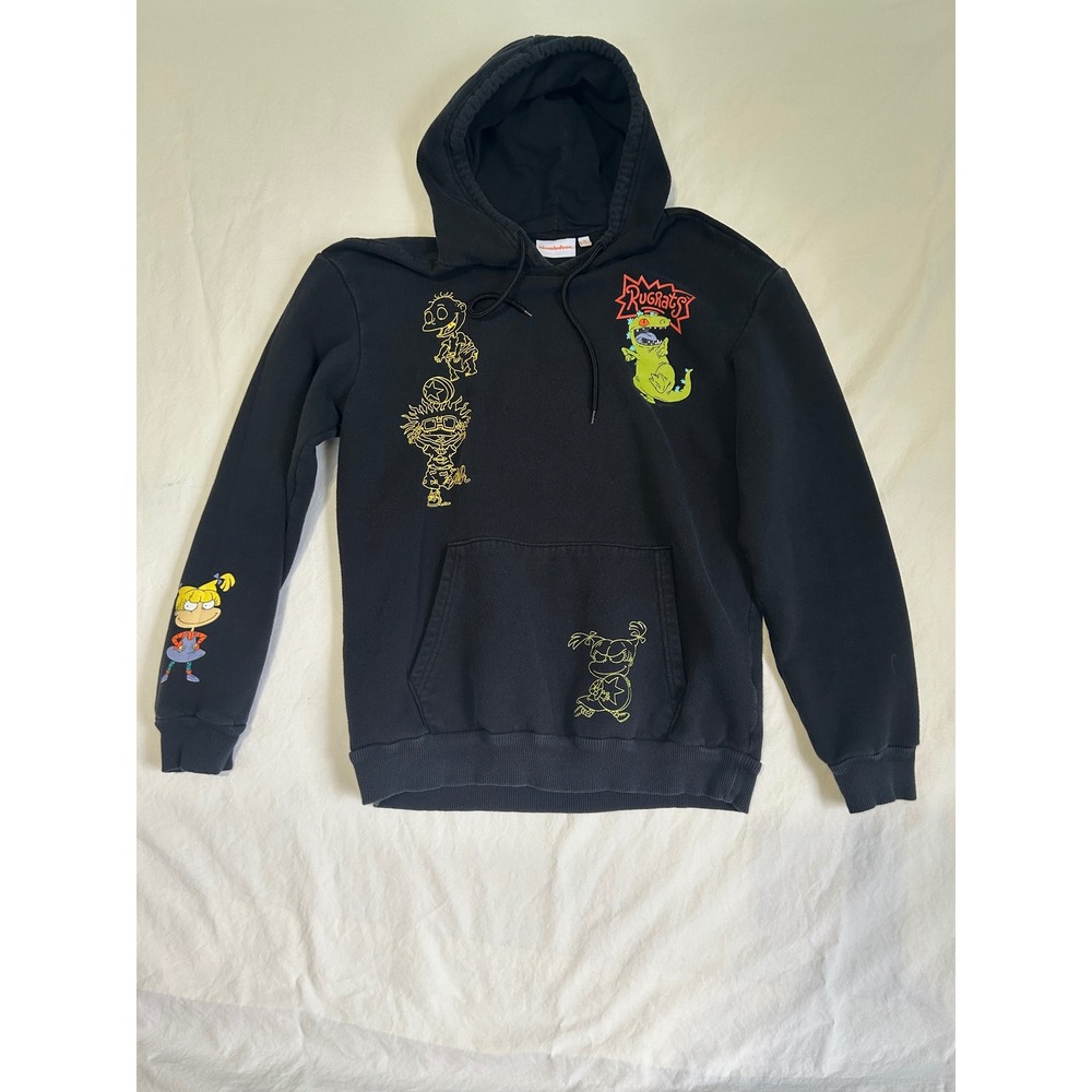 Nickelodeon Rugrats Graphic Hoodie Blk Mens Medium Reptar Angelica Tommy Pickles